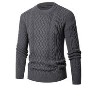 Générique Pull Homme Laine en Tricot Hoodie Col Rond a Manche Longues Chaude Automne Printemps Chandail Coupe Slim Basique Tunic Pull De Couleur Unie Mode Confortable Tops