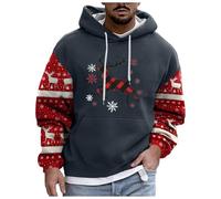 Générique Pull Homme Noel Sweats Imprimé Père Noël Moche Sweat à Capuche pour Hommes Décontractés Confortable Hiver Surdimensionné Festif Sweatshirt Noel Vêtements
