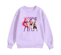 Générique Pull Kpop Demon Hunter pour Fille - Sweat Kpop Demon Rumi Mira Zoey Pull Imprimés Manches Longues Sweatshirt Mode Fille et Ado 2-16 Ans Décontractés Hauts Violet léger