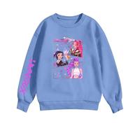 Générique Pull Kpop Demon Hunter pour Fille - Sweat Kpop Demon Rumi Mira Zoey Pull Imprimés Manches Longues Sweatshirt Mode Fille et Ado 2-16 Ans Décontractés Hauts Ciel Bleu