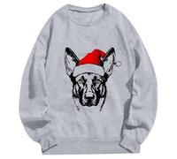 Générique Pull Moche de Noel Femme, Hiver Rigolo et Drole, Ugly Christmas Sweater, Manches Longues Col Rond, Sweatshirt de Fete Chaud, Tenue Noel Famille(Light Gray1, M)