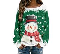 Générique Pull Moche De Noel Femme Manches Longues Col Rond Rigolo Noel Pull Christmas Moche Sweat Multicolore Imprimé Bonhomme de Neige Sweatshirt Femme Grande Taille Pullover