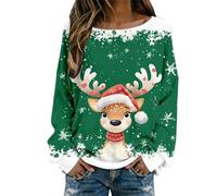 Générique Pull Moche De Noel Femme Rigolo Col Rond Longues Noel Pull Christmas Moche Sweat Multicolore Imprimé Bonhomme de Neige Sweatshirt Femme Grande Taille Pullover