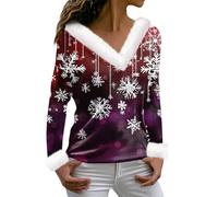 Générique Pull Moche de Noël Grande Taille d'hiver Vetement Noel Femme Deguisement Renne Et Elegante Mode Pull de Noel Chic Adultes Haut Femme Chic Et Elegant Hiver Vin XXL