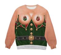 Générique Pull Moche de Noel Homme Col Rond avec Imprimé Noel | Imprimé 3D Manches Longues Sweat Sans Capuche Homme avec Poignets Côtelés Grand Taille Quotidiens