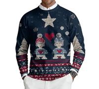 Générique Pull Moche De Noel Homme - Sweats Noel Homme Drôle Sweatshirt Ugly Christmas Sweater 3D Imprimé Noël Manches Longues Pullover Mode Fête Drole Funny Col Rond Hiver Tops Marina De Guerra XL