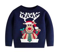 Générique Pull Noël Bébé Garçon Fille,À Manches Longues Chaud Tricoté Xmas Hauts Veste Hiver Fille De Noel Enfants Déguisement Ugly Tenues pour Tout-Petits Filles (Bleu foncé #2,0-3 Ans)