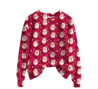 Générique Pull Noel,Drole de Noel,Shirt décontracté à Manches Longues et col Rond pour Fille Robe Topss (Red, S)