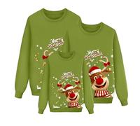 Générique Pull Noel Famille Pull De Noel Famille Longue Manches Tops Christmas Sweater Pulls Familles Col Rond Christmas Sweat-Shirt Manche Longue Santa Wapiti Imprimé