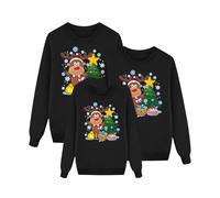 Générique Pull Noel Famille,Pull Noël Famille Assorti Homme femme Enfant Col Rond Longue Manches Sweat-Shirt avec Imprimé de Noël Christmas Sweater Hiver Chaud Tops Mode Parents-Enfants Sweat De Noel