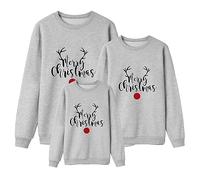 Générique Pull Noël Famille Sweat Femme Homme Enfants Longue Manches Tops Christmas Sweater Pulls de Noël Familles Col Rond Christmas Sweatshirt Femmes Noel Parent-Enfant 20