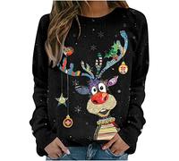 Générique Pull Noël Femme Drole Pull Noel Rigolo Femme Pull de Noel Femmes Ugly Christmas Jumper de Noel Col Rond Moches Pullover Moche Sweat Shirt Noel Sweatshirt Imprimé Manche Longue