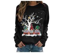 Générique Pull Noel Femme,Drole Sweat Noël,Pull Moche De Noel,Ugly Sweat-Shirt Noël à Manches Longues et imprimé GNOME,Oversize col Rond Hiver Chaud Polaire Merry Christmas Sweatshirt,Vetement