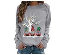 Générique Pull Noel Femme,Drole Sweat Noël,Pull Moche De Noel,Ugly Sweat-Shirt Noël à Manches Longues et imprimé GNOME,Oversize col Rond Hiver Chaud Polaire Merry Christmas Sweatshirt,Vetement