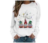 Générique Pull Noel Femme,Drole Sweat Noël,Pull Moche De Noel,Ugly Sweat-Shirt Noël à Manches Longues et imprimé GNOME,Oversize col Rond Hiver Chaud Polaire Merry Christmas Sweatshirt,Vetement