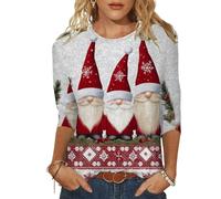 Générique Pull Noël Femme Grande Taille Manches 3/4 Moche De Paillettes Noëls Modèle 2024 Lumineux Couple Assorti Père Sweat Halloween Tunique Jaune Rouge Pailleté LED Chemise