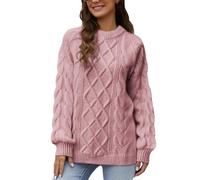 Générique Pull Noel Femme Grande Taille Moche Vêtements Automne Hiver Chemise De Noël T-Shirt Chaud Chemisier en Laine Pulls pour Femmes Robe Rose 3XL