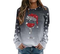 Générique Pull Noël Femme Manches Longues Col Rond Rigolo Noel Pull Christmas Moche Sweat Multicolore Imprimé Bonhomme de Neige Sweatshirt Grande Taille Pullover