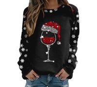 Générique Pull Noël Femme Manches Longues Col Rond Rigolo Noel Pull Christmas Moche Sweat Multicolore Imprimé Bonhomme de Neige Sweatshirt Grande Taille Pullover 2025