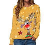 Générique Pull Noel Femme Moche Hiver Chaud, Drole Pull de Noel Rigolo, Ugly Christmas Sweater, Sweatshirt de Noel Famille, Pulls Femme Noel Confortable(Yellow, XL)