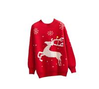 Générique Pull Noel Femme Rigolo,Pull d'hiver Femme Col du Cou Manches Longues Motif Fair Isle Renne Tricot Doux Tunique Confortable Vacances éLéGante