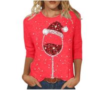 Générique Pull Noël Femme Rigolo Sweat Hiver Drôle et Moche Polaire Chaud Drole Noël Pull Manches 3/4 Ugly Sweat Oversize col Rond Hiver Chaud Polaire Merry Christmas Sweatshirt