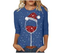 Générique Pull Noël Femme Rigolo Sweat Hiver Drôle et Moche Polaire Chaud Drole Noël Pull Manches 3/4 Ugly Sweat Oversize col Rond Hiver Chaud Polaire Merry Christmas Sweatshirt