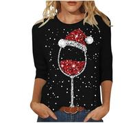 Générique Pull Noël Femme Rigolo Sweat Hiver Drôle et Moche Polaire Chaud Drole Noël Pull Manches 3/4 Ugly Sweat Oversize col Rond Hiver Chaud Polaire Merry Christmas Sweatshirt
