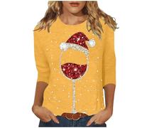 Générique Pull Noël Femme Rigolo Sweat Hiver Drôle et Moche Polaire Chaud Drole Noël Pull Manches 3/4 Ugly Sweat Oversize col Rond Hiver Chaud Polaire Merry Christmas Sweatshirt 2026