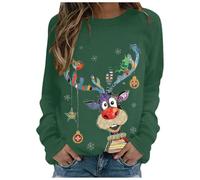 Générique Pull Noel Femme Ugly Pull de Noël Femme Automne Hiver Décontracté Noël Renne Bonhomme de Neige Cloches Imprimé Mignon Manches Longues col Rond Pulls Confortable Fille