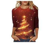 Générique Pull Noël Femme XXL Moche De Lumineux Rigolo Paillettes Tee-Shirt LED Couple Sapin Sweat Halloween Tunique Grande Taille Prime Rouge avec Tee Shirt Manche Longue