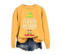 Générique Pull Noel Grande Taille Femme San Capuche Sport Moche Tunique Tee Shirt Renne Imprimé Nouveauté Pullover Rigolo Haut Sweatshirt Manches Longues Jumper Sweats Pas Cher Col Rond Sweat-Shirt