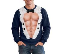 Générique Pull Noel Homme Sweat Casual Confortable Jumper Créatif de Mode | Pullover Grande Taille motif de renne de Noël ample et tendance cadeau humoristique fête destiné à un papa