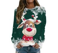 Générique Pull Noel Sapin De Noel Pull Noel Femme Renne Sweatshirts Tendance Motif Confortable Pullover Tops Tee-Shirt Manches Longues Col Rond Sweat Femmes Casual Sweater Confortable Mode