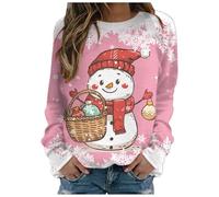 Générique Pull Over Femme Sweatshirt Femme sans Capuche Festif Flocage Velours Tenue Confortable Maison Sweat Shirt Élégant pour Le Marché De Noël Utilisation Quotidienne Maison