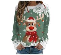 Générique Pull Over Femme Sweatshirt Femme sans Capuche Festif Flocage Velours Tenue Confortable Maison Sweat Shirt Élégant pour Le Marché De Noël Utilisation Quotidienne Maison