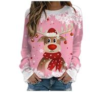 Générique Pull Over Femme Sweatshirt Femme sans Capuche Festif Flocage Velours Tenue Confortable Maison Sweat Shirt Élégant pour Le Marché De Noël Utilisation Quotidienne Maison