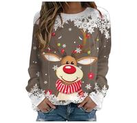 Générique Pull Over Femme Sweatshirt Femme sans Capuche Festif Flocage Velours Tenue Confortable Maison Sweat Shirt Élégant pour Le Marché De Noël Utilisation Quotidienne Maison