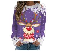 Générique Pull Over Femme Sweatshirt Femme sans Capuche Festif Flocage Velours Tenue Confortable Maison Sweat Shirt Élégant pour Le Marché De Noël Utilisation Quotidienne Maison