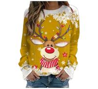 Générique Pull Over Femme Sweatshirt Femme sans Capuche Festif Flocage Velours Tenue Confortable Maison Sweat Shirt Élégant pour Le Marché De Noël Utilisation Quotidienne Maison