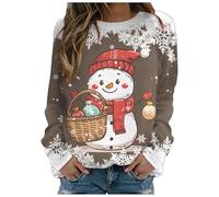 Générique Pull Over Femme Sweatshirt Femme sans Capuche Festif Flocage Velours Tenue Confortable Maison Sweat Shirt Élégant pour Le Marché De Noël Utilisation Quotidienne Maison