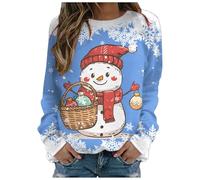 Générique Pull Over Femme Sweatshirt Femme sans Capuche Festif Flocage Velours Tenue Confortable Maison Sweat Shirt Élégant pour Le Marché De Noël Utilisation Quotidienne Maison