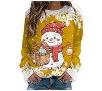 Générique Pull Over Femme Sweatshirt Femme sans Capuche Festif Flocage Velours Tenue Confortable Maison Sweat Shirt Élégant pour Le Marché De Noël Utilisation Quotidienne Maison