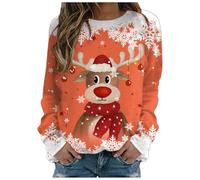 Générique Pull Over Femme Sweatshirt Femme sans Capuche Festif Flocage Velours Tenue Confortable Maison Sweat Shirt Élégant pour Le Marché De Noël Utilisation Quotidienne Maison