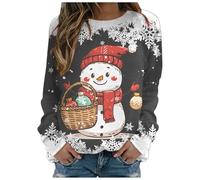 Générique Pull Over Femme Sweatshirt Femme sans Capuche Festif Flocage Velours Tenue Confortable Maison Sweat Shirt Élégant pour Le Marché De Noël Utilisation Quotidienne Maison