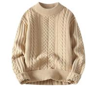 Générique Pull Polaire Homme, Pulls Tricoté, Hiver Maille Torsadée Grande Taille Encolure Ronde Manches Longues Simple Classique paisse Sweaters Chaude Lâche De Mode Automne