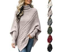 Générique Pull Poncho Roulé Femme, Pull Pour Automne Hiver Ample Cape Doux Chaud Chic Et Elegant Tops Style Asymétrique Urbaine Vie Quotidienne Déplacements Professionnels Et Réunions
