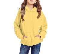 Générique Pull pour Adolescent Sweat À Capuche Enfants en Coton Doux avec Poche Kangourou Et Manches Longues Coupe Décontractée Usage Jaune 4-5y