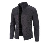 Générique Pull pour Homme - Cardigan à Fermeture éclair pour Hommes Pull à col Debout Veste épaisse en Peluche Pull Ample décontracté Pull en Tricot d'affaires (Black M)