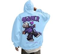 Générique Pull pour Homme Vintage Art Classic Paintings Stylish Design Sweatshirt Sweet Homme À Capuche 4XL sous-Pulls Col Zippés Ample Maillot De Survêtement Gilet Sweat XL (Bleu Clair,L)